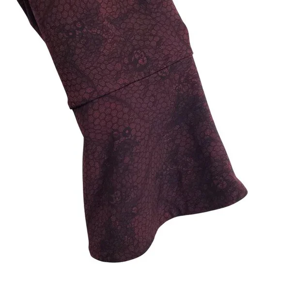 Michael Kors 2X Dress Reptile Print Long Sleeve Bell Cuffs Stretchy Burgundy - Picture 11 of 12